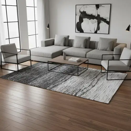 Gray And Silver Ombre Washable Area Rug With UV Protection Photo 2