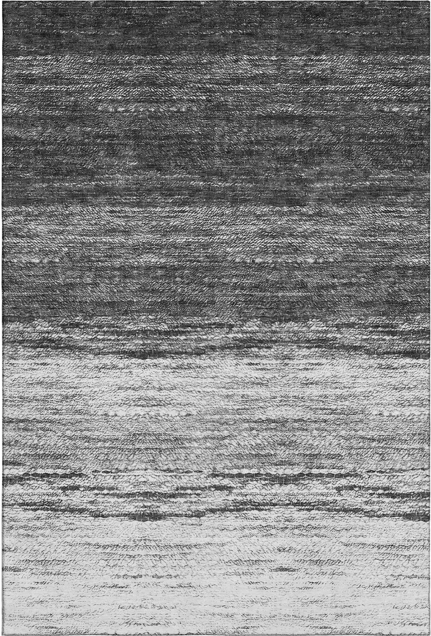 Gray And Silver Ombre Washable Area Rug With UV Protection Photo 1