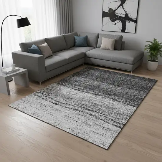 Gray And Silver Ombre Washable Area Rug With UV Protection Photo 2
