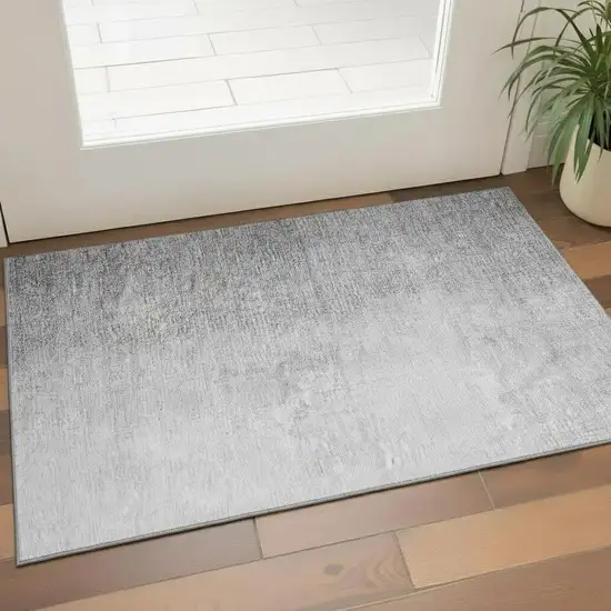 Gray And Silver Ombre Washable Area Rug With UV Protection Photo 1