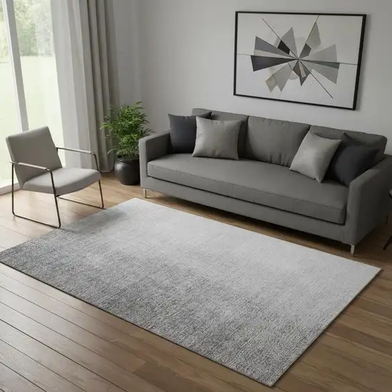 Gray And Silver Ombre Washable Area Rug With UV Protection Photo 1