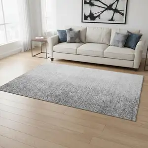 Photo of Gray And Silver Ombre Washable Area Rug With UV Protection