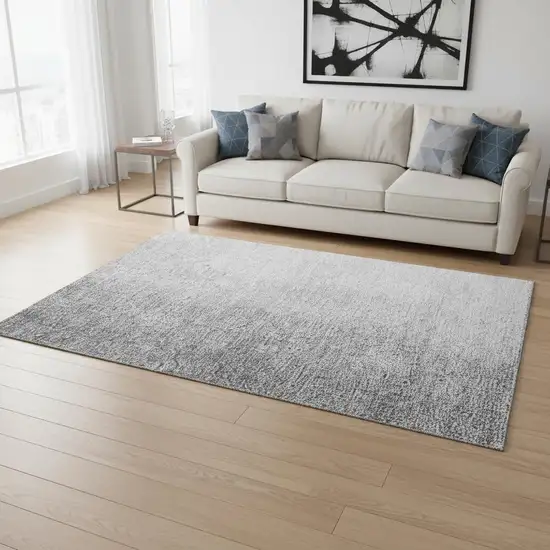 Gray And Silver Ombre Washable Area Rug With UV Protection Photo 2