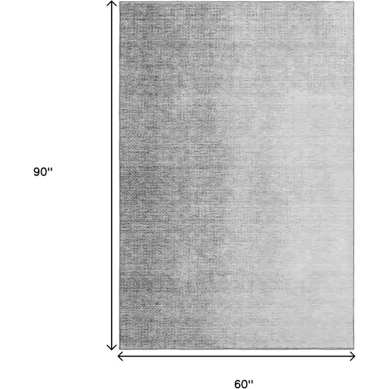 Gray And Silver Ombre Washable Area Rug With UV Protection Photo 3