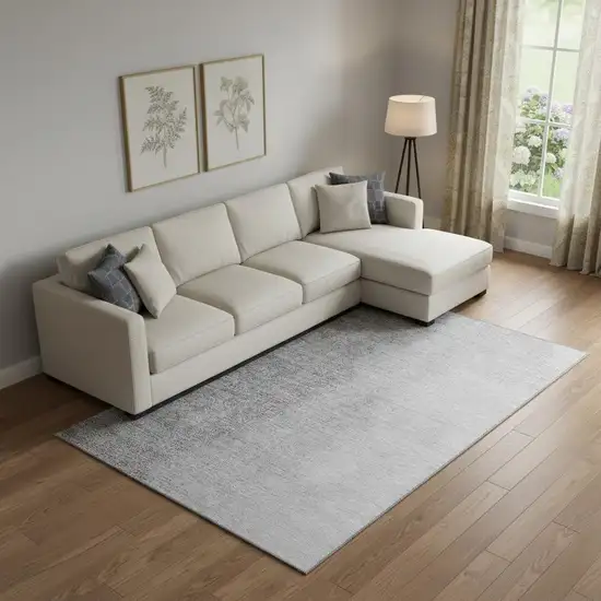 Gray And Silver Ombre Washable Area Rug With UV Protection Photo 1