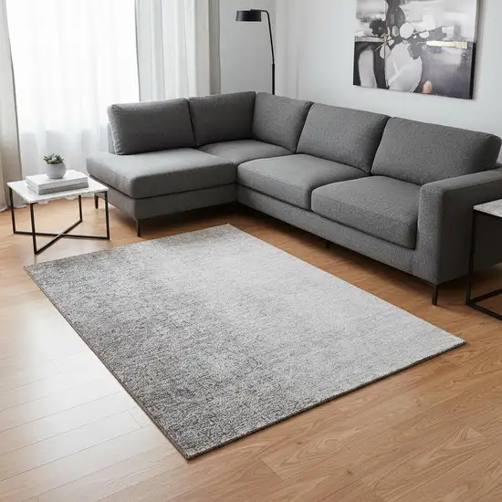 Gray And Silver Ombre Washable Area Rug With UV Protection Photo 2