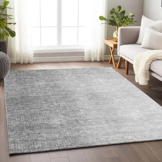 Gray And Silver Ombre Washable Area Rug With UV Protection Photo 6