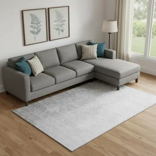 Gray And Silver Ombre Washable Area Rug With UV Protection Photo 1