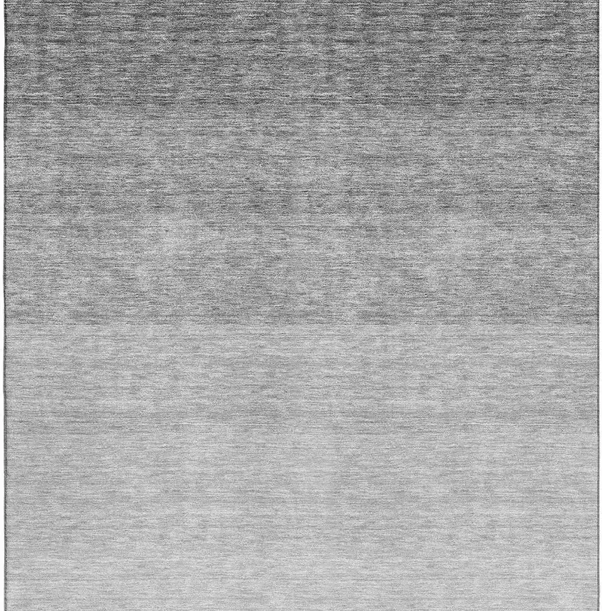Gray And Silver Ombre Washable Area Rug With UV Protection Photo 4
