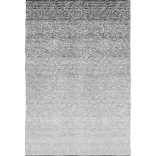 Gray And Silver Ombre Washable Area Rug With UV Protection Photo 5