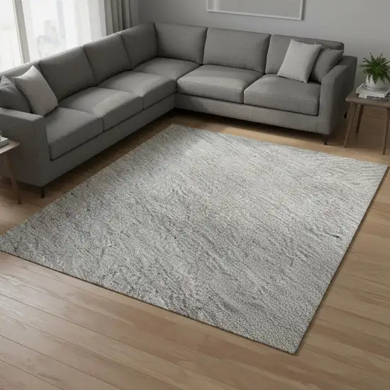 Gray And Silver Ombre Washable Area Rug With UV Protection Photo 2