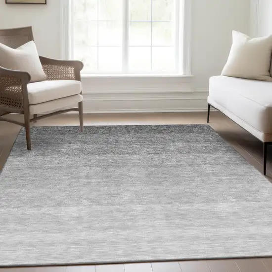 Gray And Silver Ombre Washable Area Rug With UV Protection Photo 3