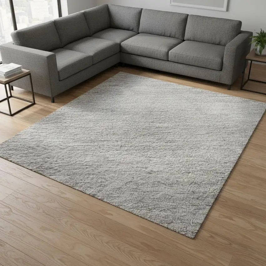 Gray And Silver Ombre Washable Area Rug With UV Protection Photo 2