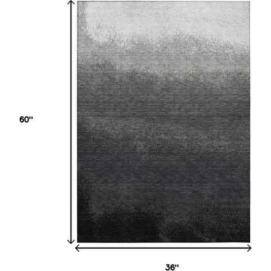 Gray And Silver Ombre Washable Indoor Outdoor Area Rug Photo 9