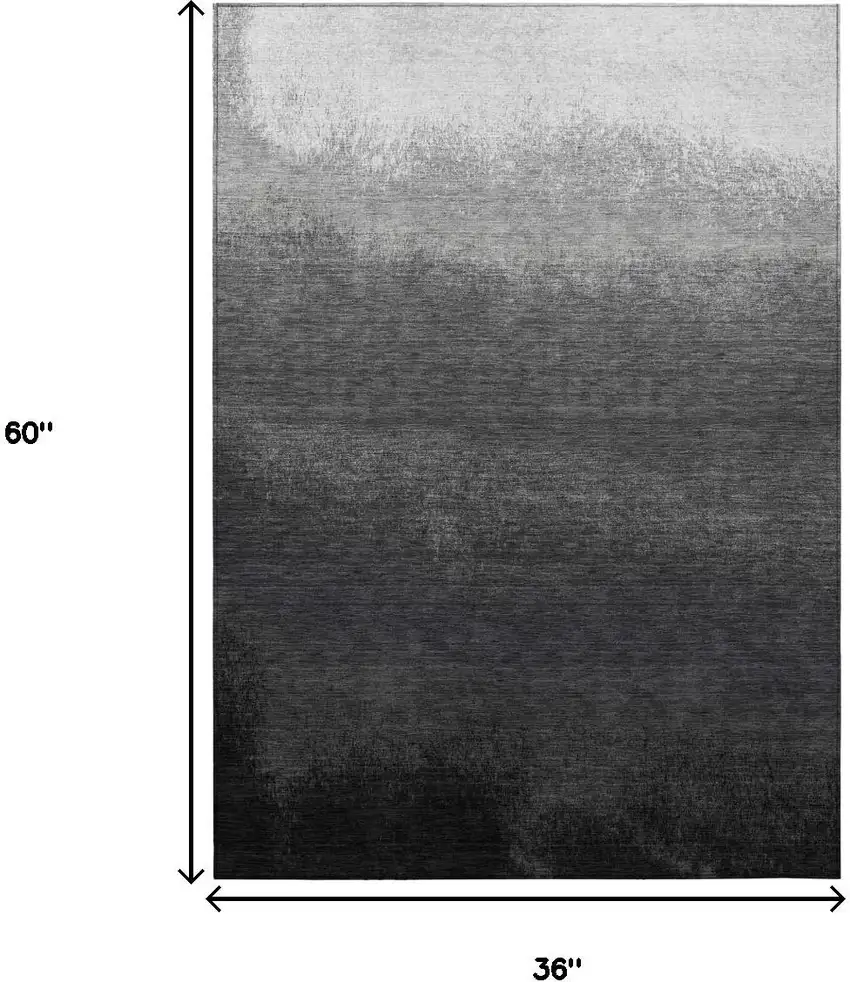 Gray And Silver Ombre Washable Indoor Outdoor Area Rug Photo 9