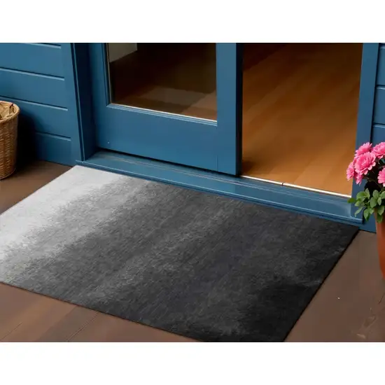 Gray And Silver Ombre Washable Indoor Outdoor Area Rug Photo 2