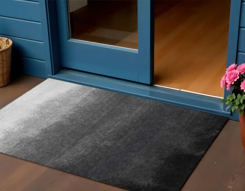 Gray And Silver Ombre Washable Indoor Outdoor Area Rug Photo 2