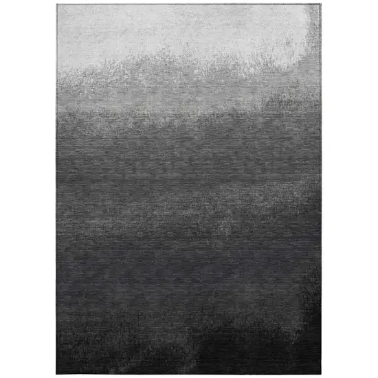 Gray And Silver Ombre Washable Indoor Outdoor Area Rug Photo 3