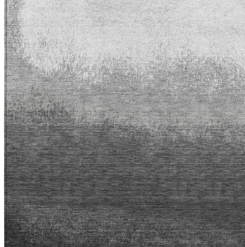 Gray And Silver Ombre Washable Indoor Outdoor Area Rug Photo 4