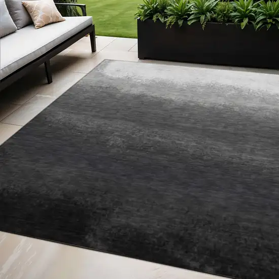 Gray And Silver Ombre Washable Indoor Outdoor Area Rug Photo 2