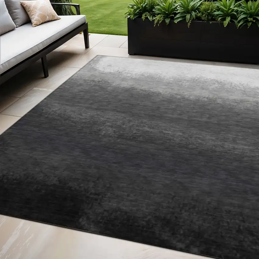 Gray And Silver Ombre Washable Indoor Outdoor Area Rug Photo 2