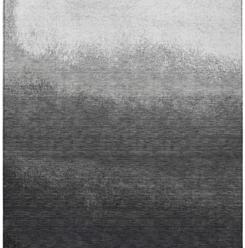 Gray And Silver Ombre Washable Indoor Outdoor Area Rug Photo 4