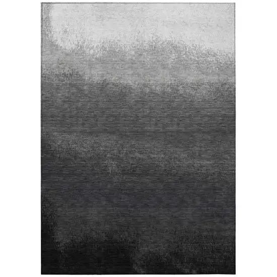 Gray And Silver Ombre Washable Indoor Outdoor Area Rug Photo 1