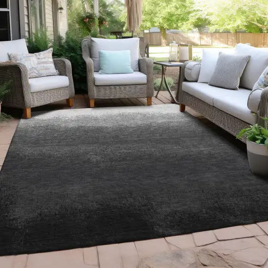 Gray And Silver Ombre Washable Indoor Outdoor Area Rug Photo 5