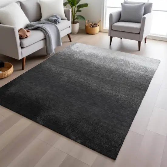 Gray And Silver Ombre Washable Indoor Outdoor Area Rug Photo 6