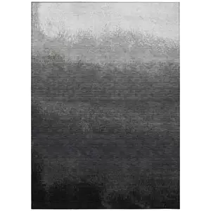 Photo of Gray And Silver Ombre Washable Indoor Outdoor Area Rug