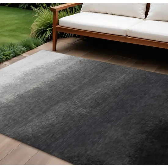 Gray And Silver Ombre Washable Indoor Outdoor Area Rug Photo 2