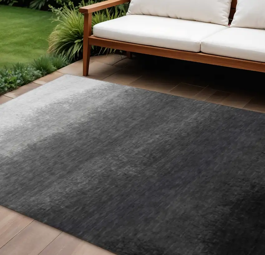 Gray And Silver Ombre Washable Indoor Outdoor Area Rug Photo 2
