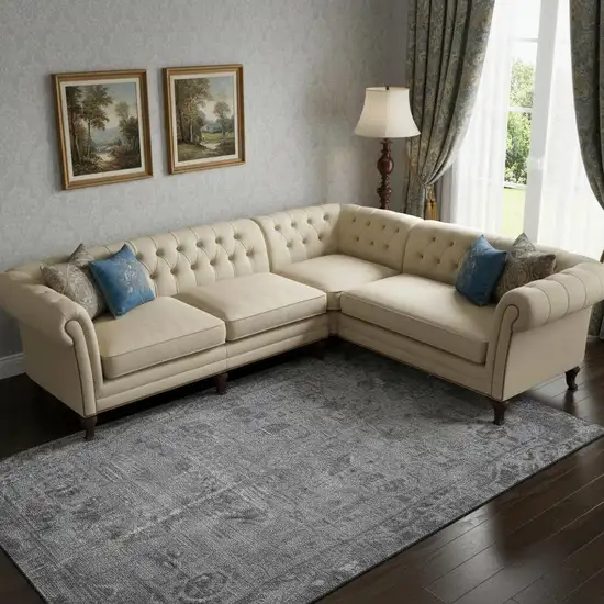 Gray And Silver Oriental Washable Area Rug With UV Protection Photo 2