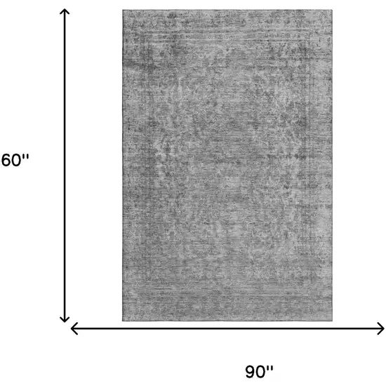 Gray And Silver Oriental Washable Area Rug With UV Protection Photo 6