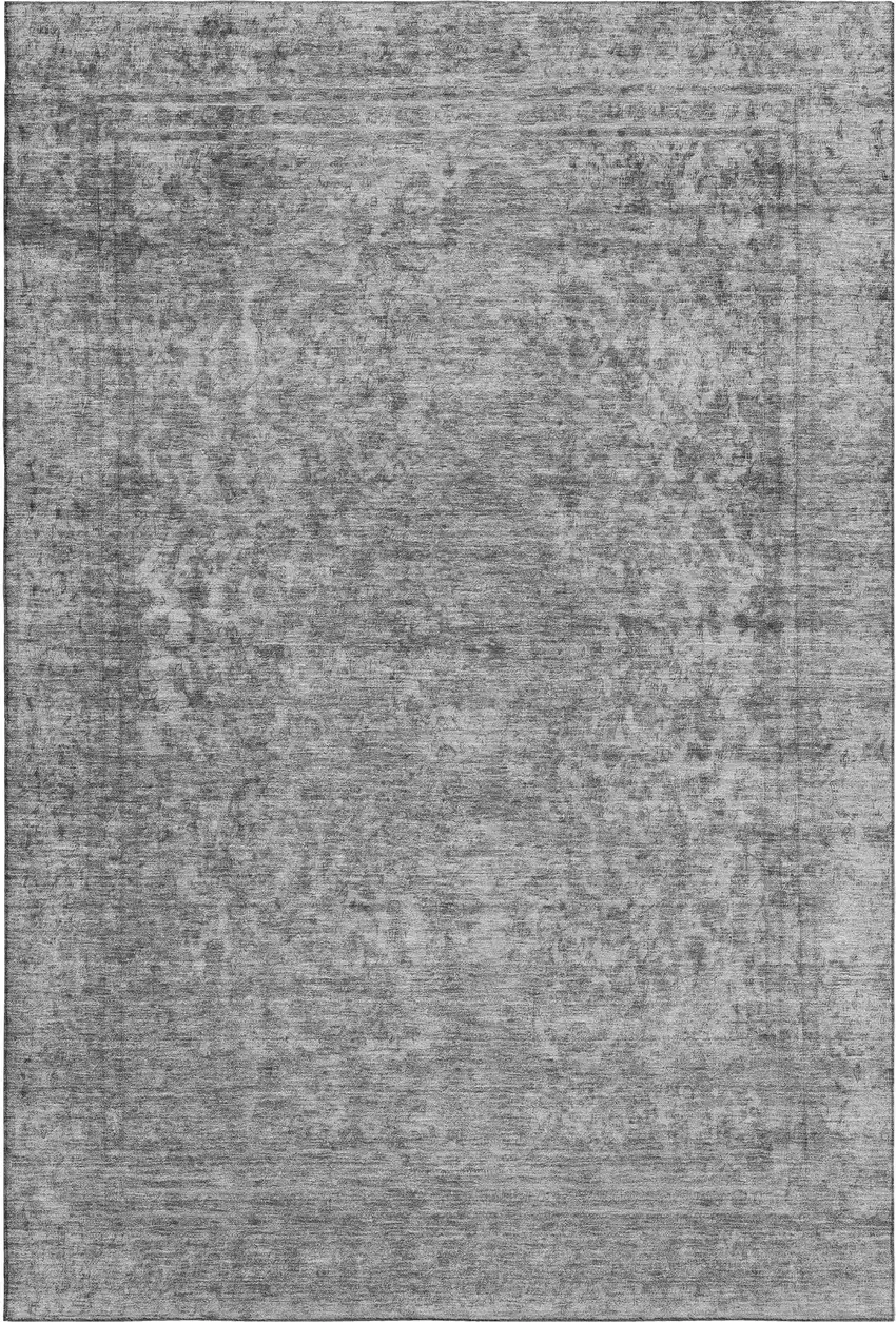 Gray And Silver Oriental Washable Area Rug With UV Protection Photo 5