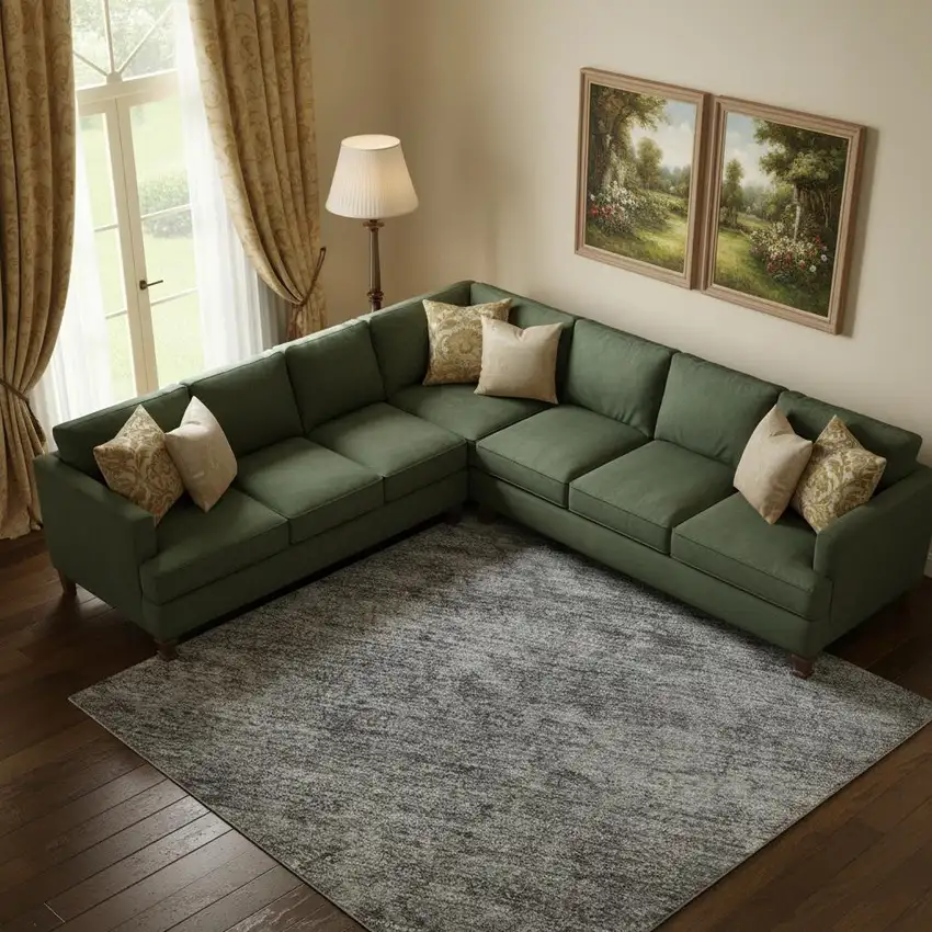 Gray And Silver Oriental Washable Area Rug With UV Protection Photo 2