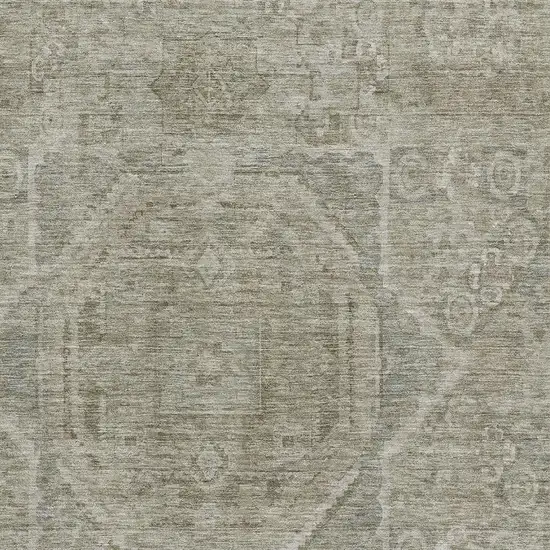 Gray And Silver Oriental Washable Area Rug With UV Protection Photo 2