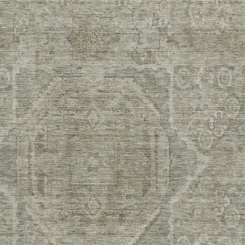 Gray And Silver Oriental Washable Area Rug With UV Protection Photo 2