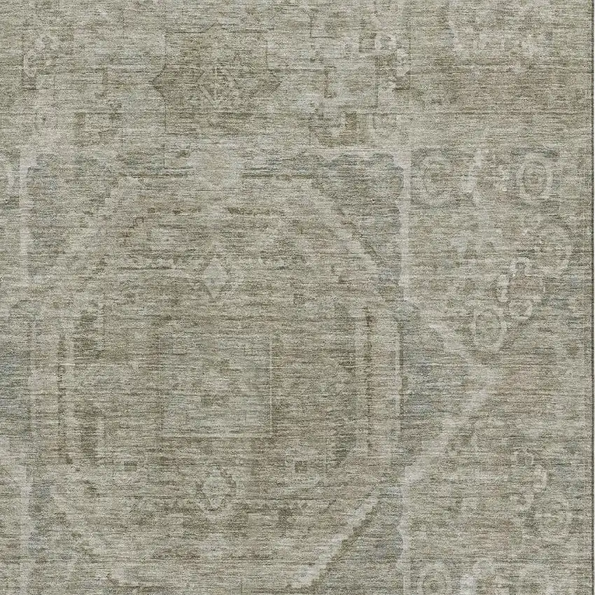 Gray And Silver Oriental Washable Area Rug With UV Protection Photo 2