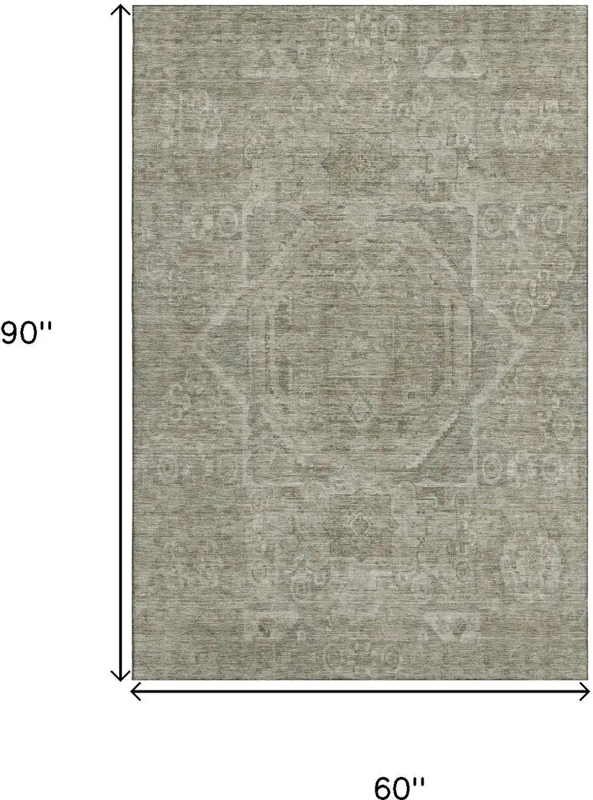 Gray And Silver Oriental Washable Area Rug With UV Protection Photo 9