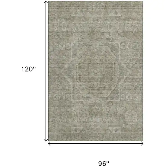 Gray And Silver Oriental Washable Area Rug With UV Protection Photo 9