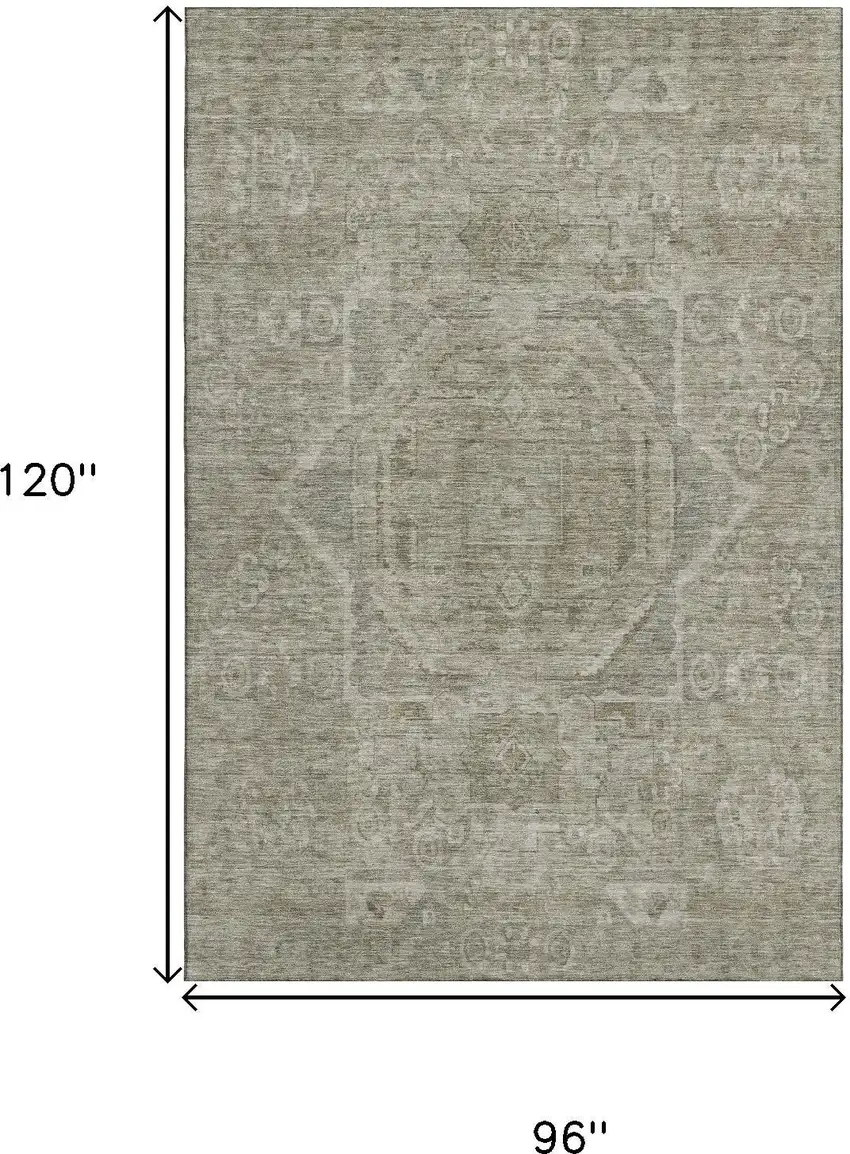 Gray And Silver Oriental Washable Area Rug With UV Protection Photo 9