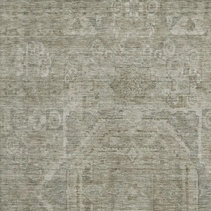 Gray And Silver Oriental Washable Area Rug With UV Protection Photo 2