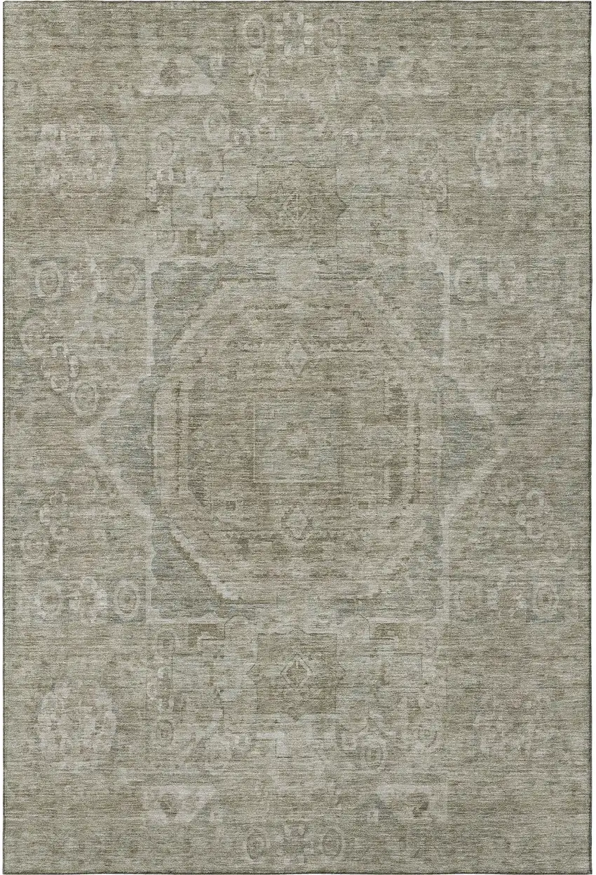 Gray And Silver Oriental Washable Area Rug With UV Protection Photo 3