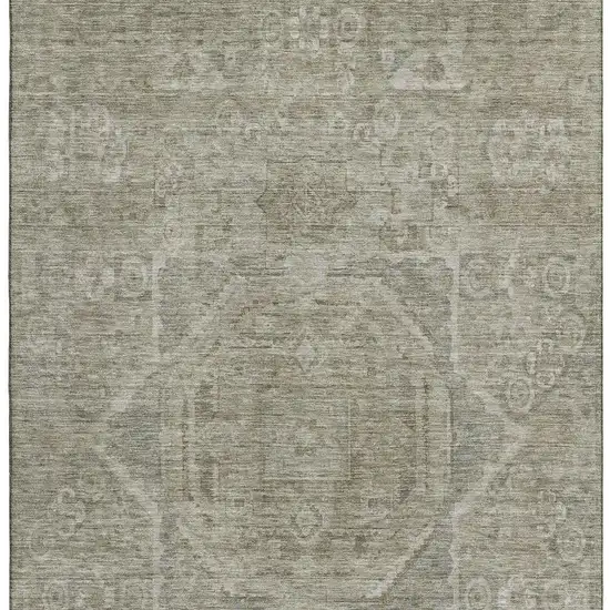 Gray And Silver Oriental Washable Area Rug With UV Protection Photo 3