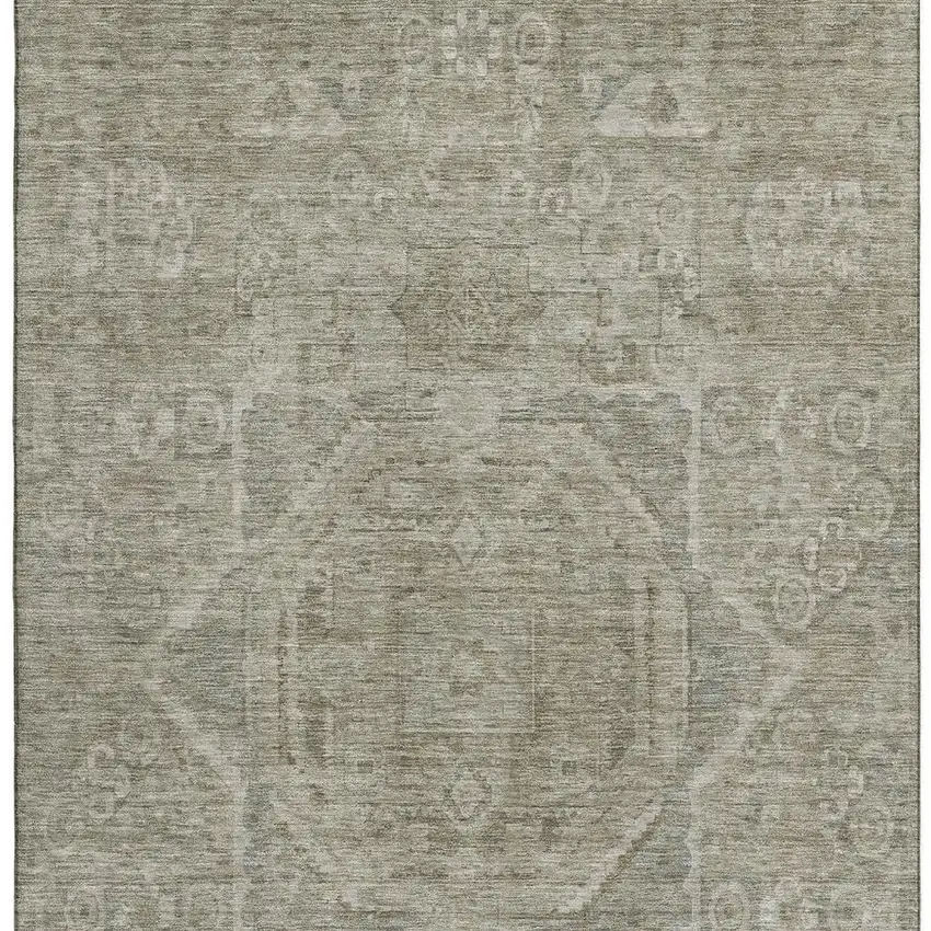 Gray And Silver Oriental Washable Area Rug With UV Protection Photo 3