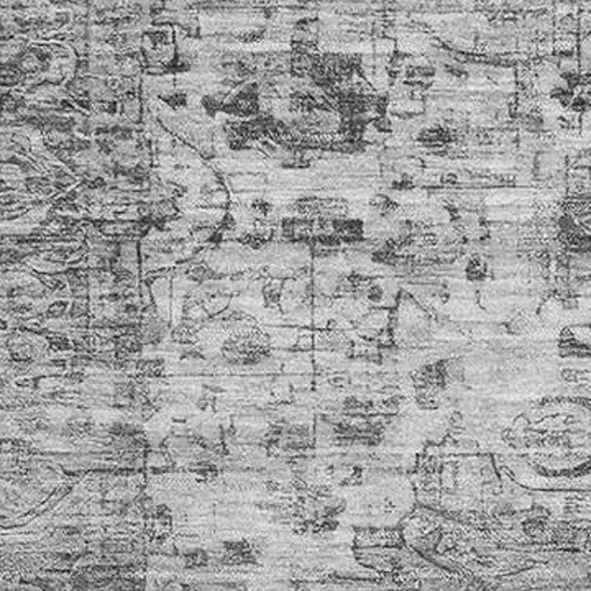 Gray And Silver Oriental Washable Area Rug With UV Protection Photo 2