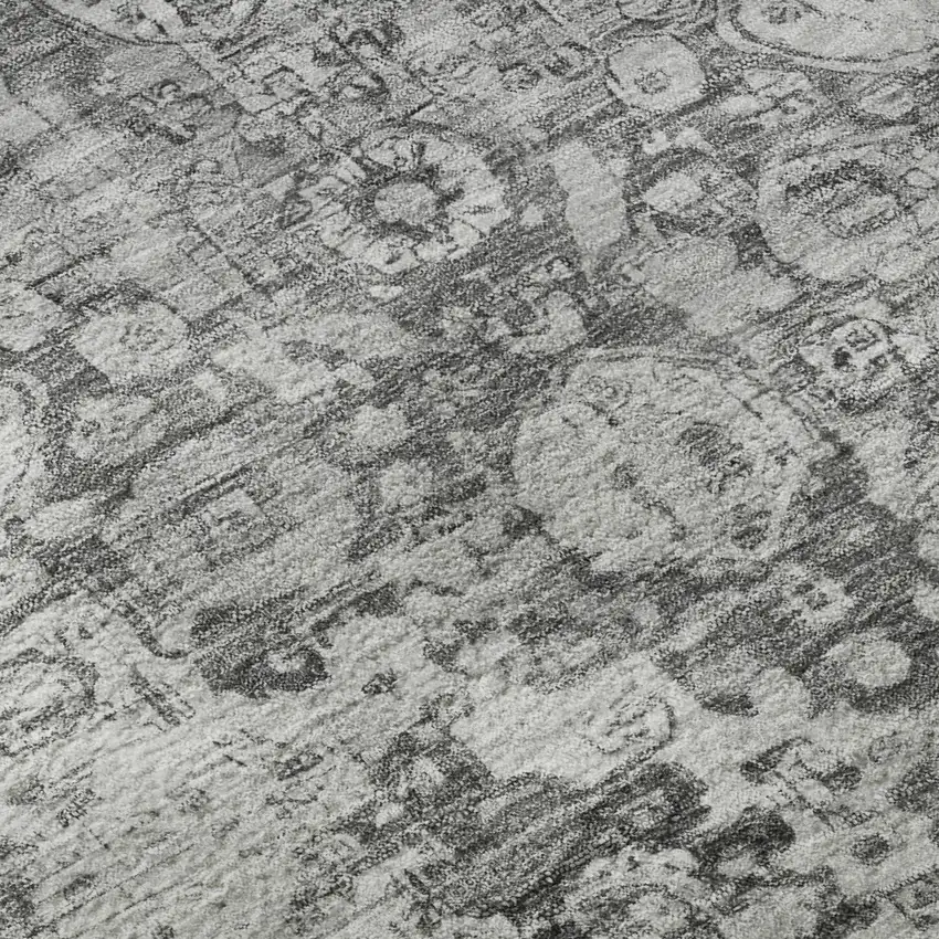 Gray And Silver Oriental Washable Area Rug With UV Protection Photo 9