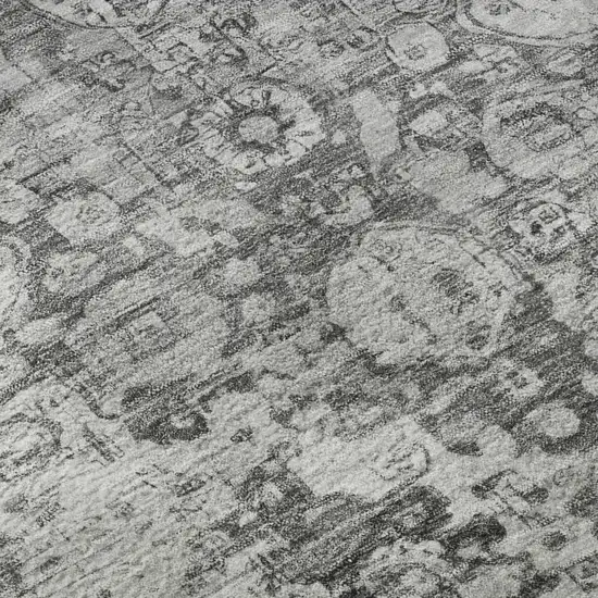 Gray And Silver Oriental Washable Area Rug With UV Protection Photo 9