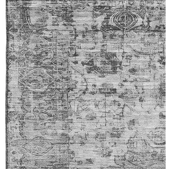 Gray And Silver Oriental Washable Area Rug With UV Protection Photo 3